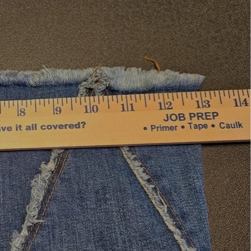 Super Rare Free People Tyler Pieced Denim Fray 13" Wide Flare Jeans Size 30 EUC - Picture 10 of 14